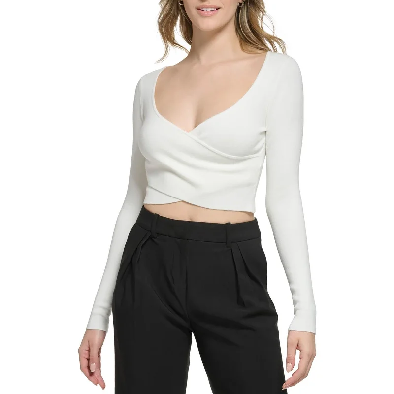 Womens Slim Fit Crop Pullover Sweater Neon Metallic Matte
