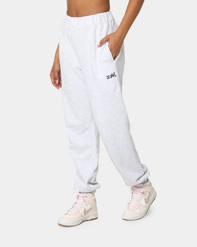 X-Girl Women's Mills Logo Track Pants Snow Marle Relaxed Lounge Trousers