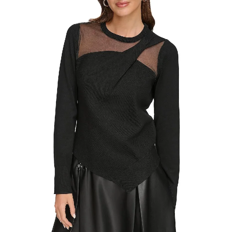 Womens Knit Twist Front Pullover Sweater Wool Fabric Cashmere Fabric Tweed Fabric