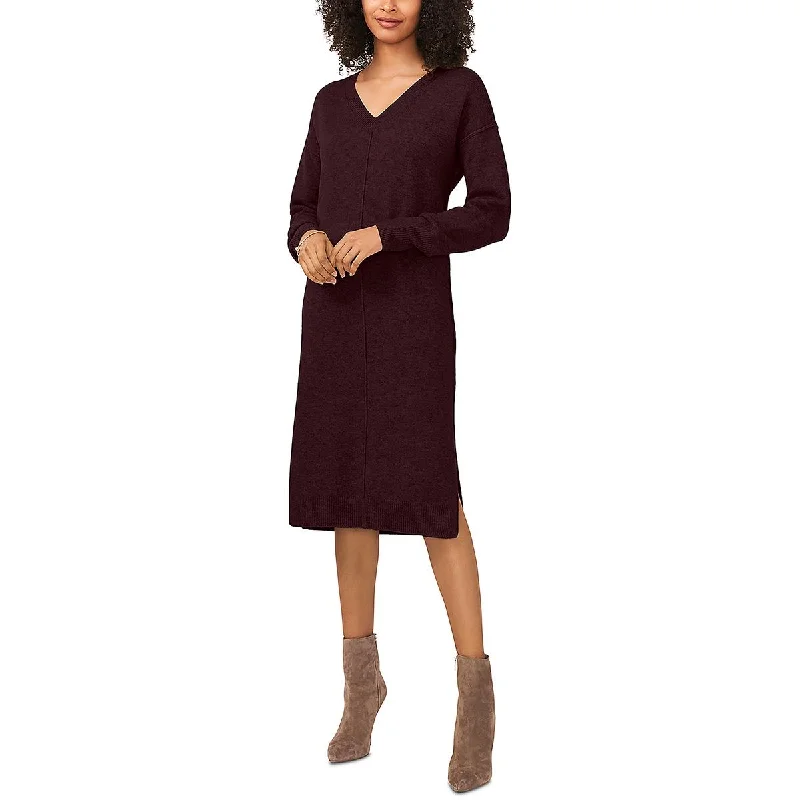 Womens Knit Long Sleeves Sweaterdress Stretchy Elastic Breathable