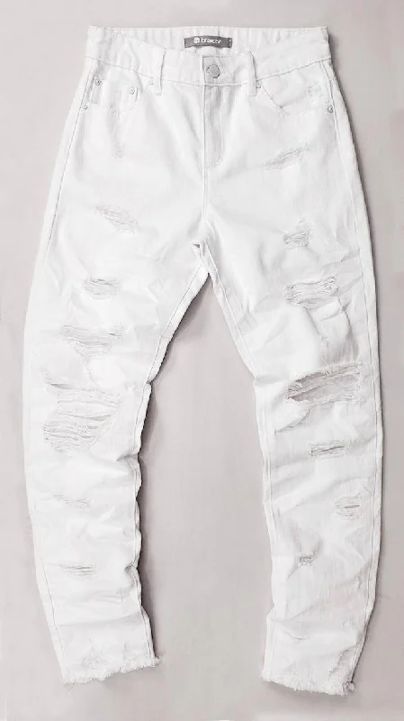 High Rise Distressed Weekender Pants Trendy Wide-Leg Pants