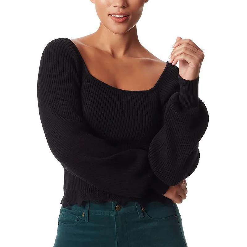 Alexi Womens Ribbed Knit Square Neck Pullover Sweater Chenille Fabric Brocade Fabric Lace Fabric