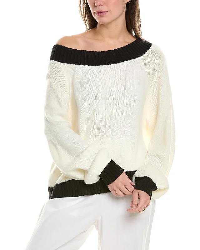 Weworewhat Off-The-Shoulder Sweater Transparent Opaque Sheer