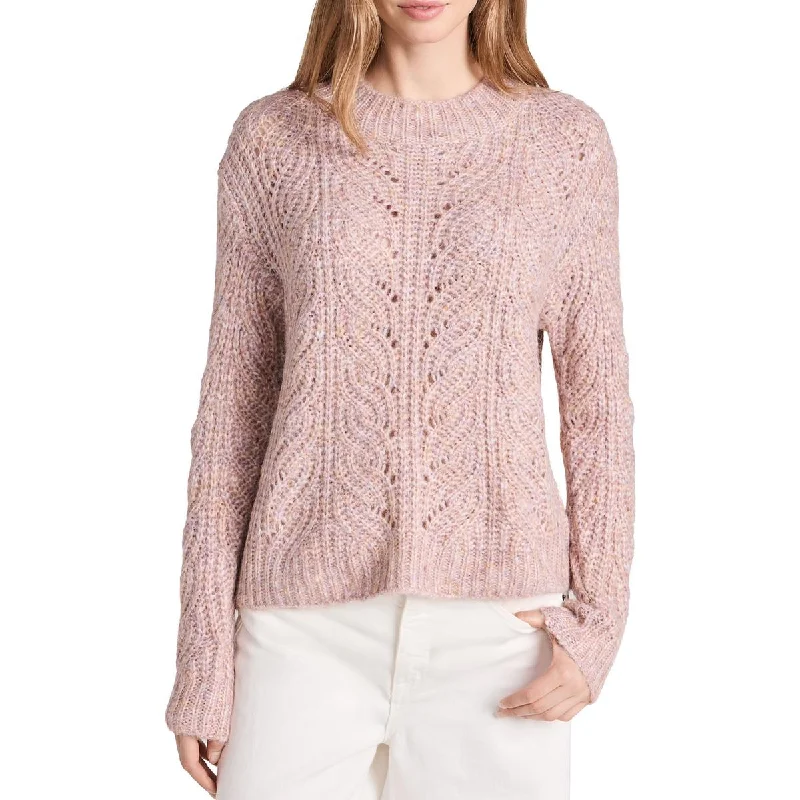 Womens Ribbed Trim Cozy Crewneck Sweater Boxy Sweater Fitted Sweater A-Line