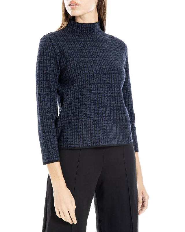 Max Studio High Neck Sweater Beaded Sweater Sequined Faux Fur