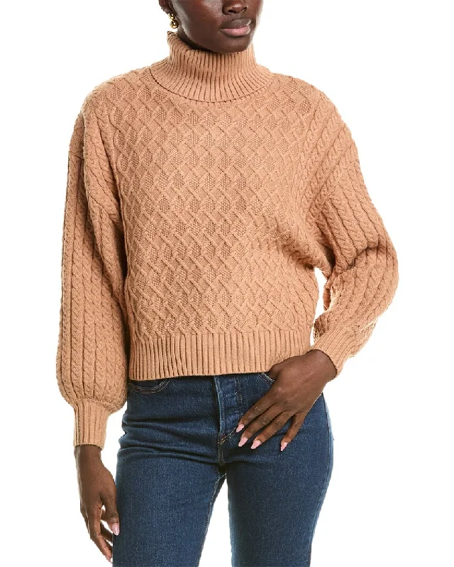 T Tahari Balloon Sleeve Turtleneck Sweater Oversized Loose Flowy