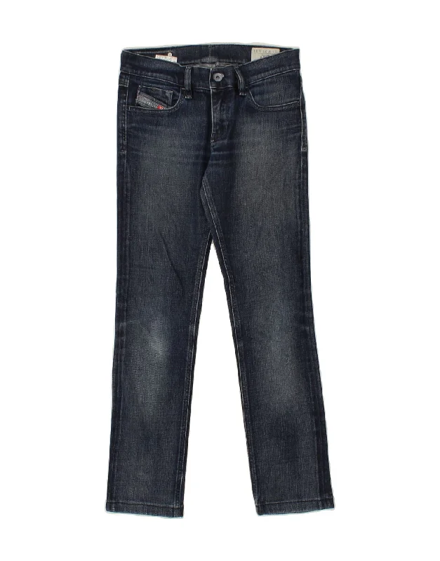 DIESEL Womens Livy Straight Jeans W27 L28  Blue Cotton Cozy Wide-Legged Jeans