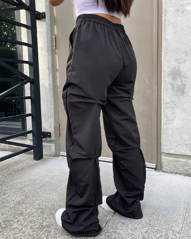 XXIII Women's Pin Wide Pant Black Comfy Cargo Trousers