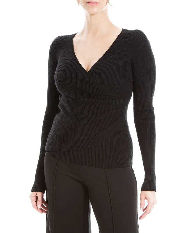 Max Studio Faux Wrap Sweater Boxy Sweater Fitted Sweater A-Line