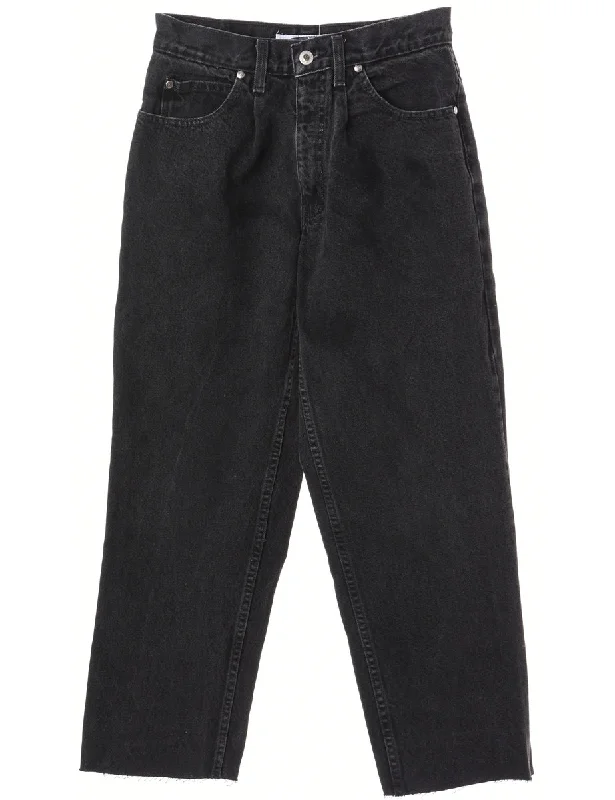 Label Tapered Cropped Jeans Stylish High-Waist Jeans