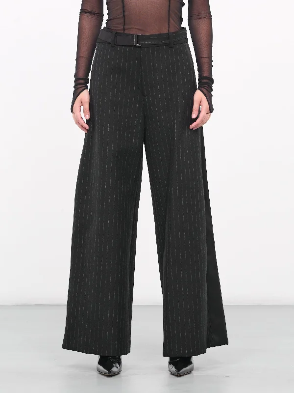 Chalk Stripe Bonding Pants (06994-001-BLACK) Trendy Tapered Pants