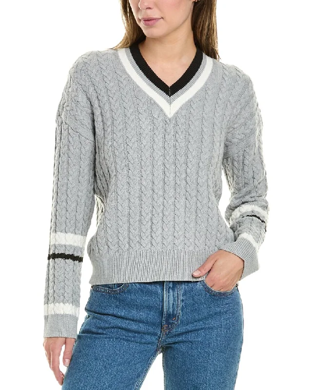 Design History Varsity Stripe Sweater Iron Safe Non-Iron Wrinkle Free