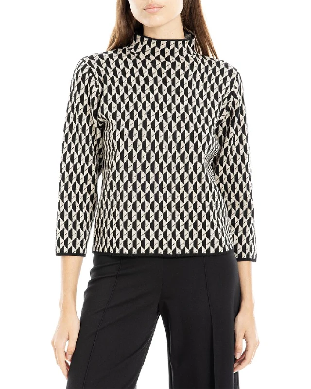 Max Studio High Neck Sweater Mesh Sweater Canvas Denim