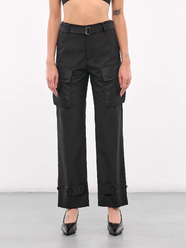 Suiting x Nylon Twill Pants (24-07512-001-BLACK) Classic Flared Pants