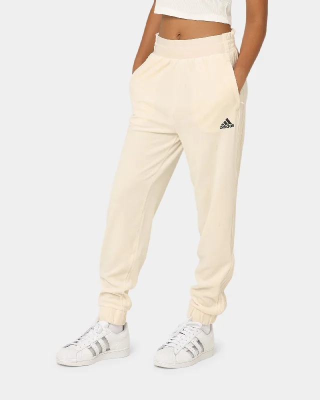 Adidas Women's Velour Pants Wonder White Chic Faux Leather Pants