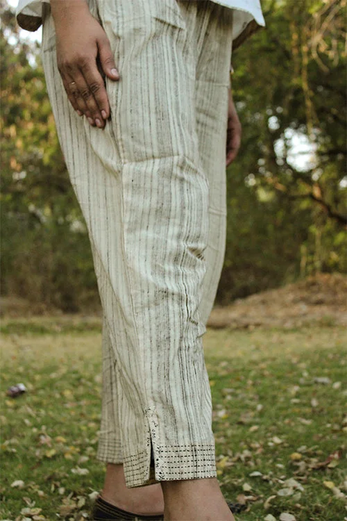 Sadhna 'Biri' Beige cotton pants Relaxed Casual Leggings