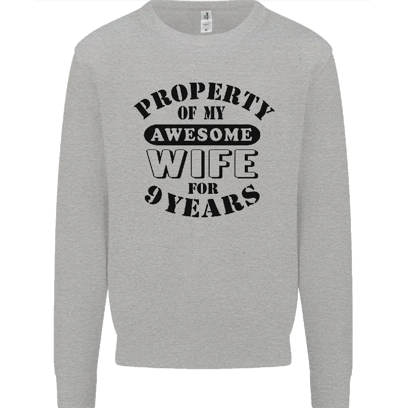 9th Wedding Anniversary 9 Year Funny Wife Mens Sweatshirt Jumper Hoodie with Gradient Ombre Colorful