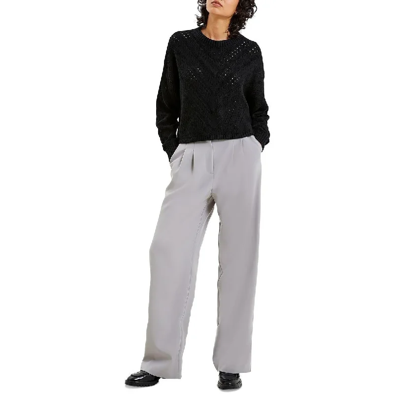 Mozart Womens Crop Pullover Sweater Toggled Drawstring Belted