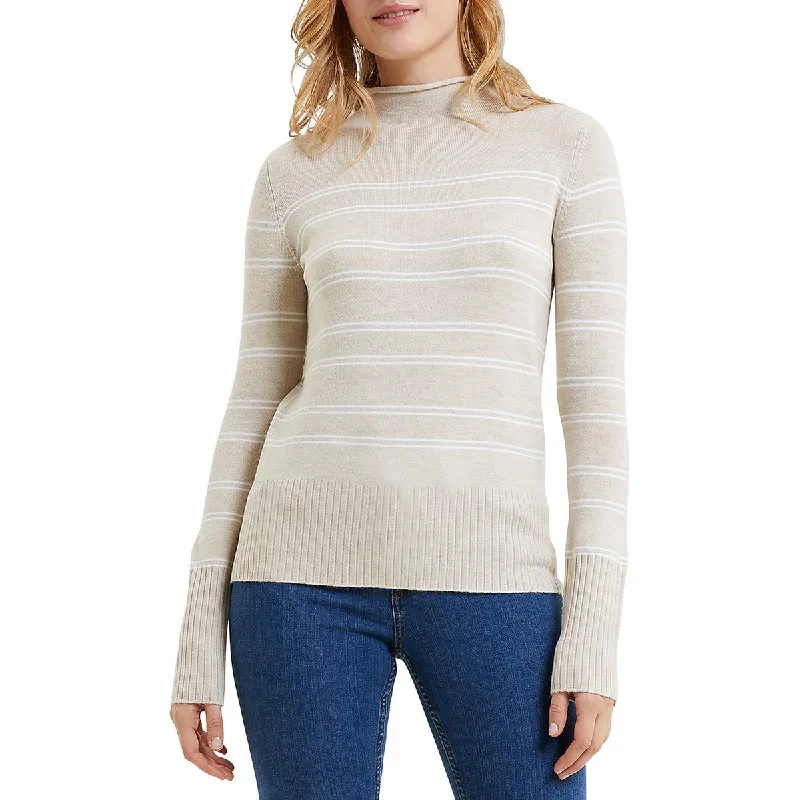 Womens Fitted Funnel Neck Pullover Sweater Tailored Straight A-Line