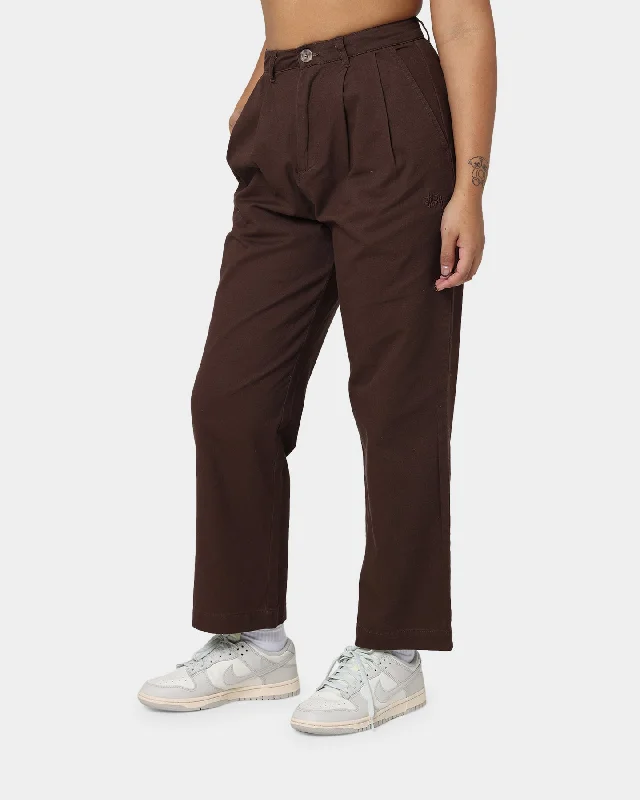 Stussy Women's Smith Pleated Pants Brown Modern Skinny Pants