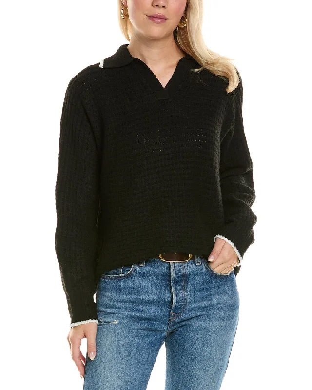 Joseph A. Waffle Polo Sweater Fitted Loose Oversized