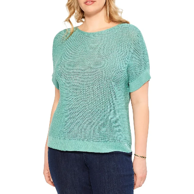 Womens Crochet Knit Pullover Sweater Glossy Satin Silk