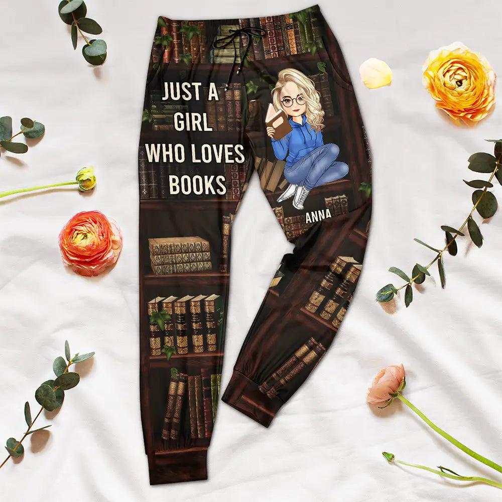 Just A Girl Who Loves Books - Personalized Pajama Pants Elegant Dress Pants