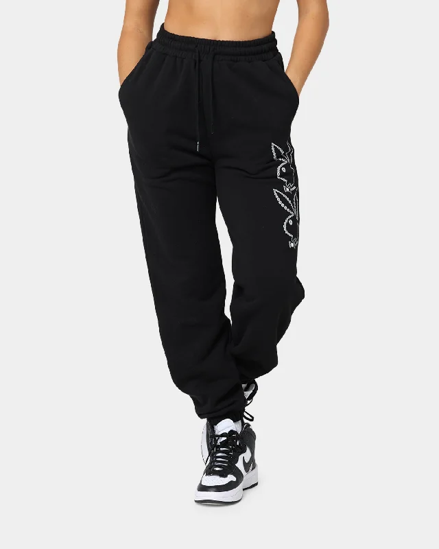 Playboy Diamond Bunny Track Pants Black Comfy Athletic Pants
