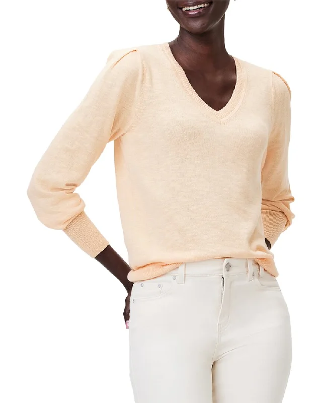 Nic+Zoe Slub V-Neck Sweater Seamless Knitted Crochet