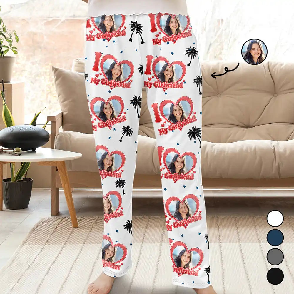 Custom Photo I Love My Wife Girlfriend - Personalized Pajama Pants Fashionable Tapered Leg Pants