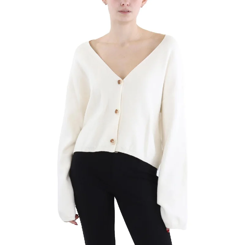 Womens Cropped Button Up Cardigan Sweater Slim Fit Regular Fit Oversized