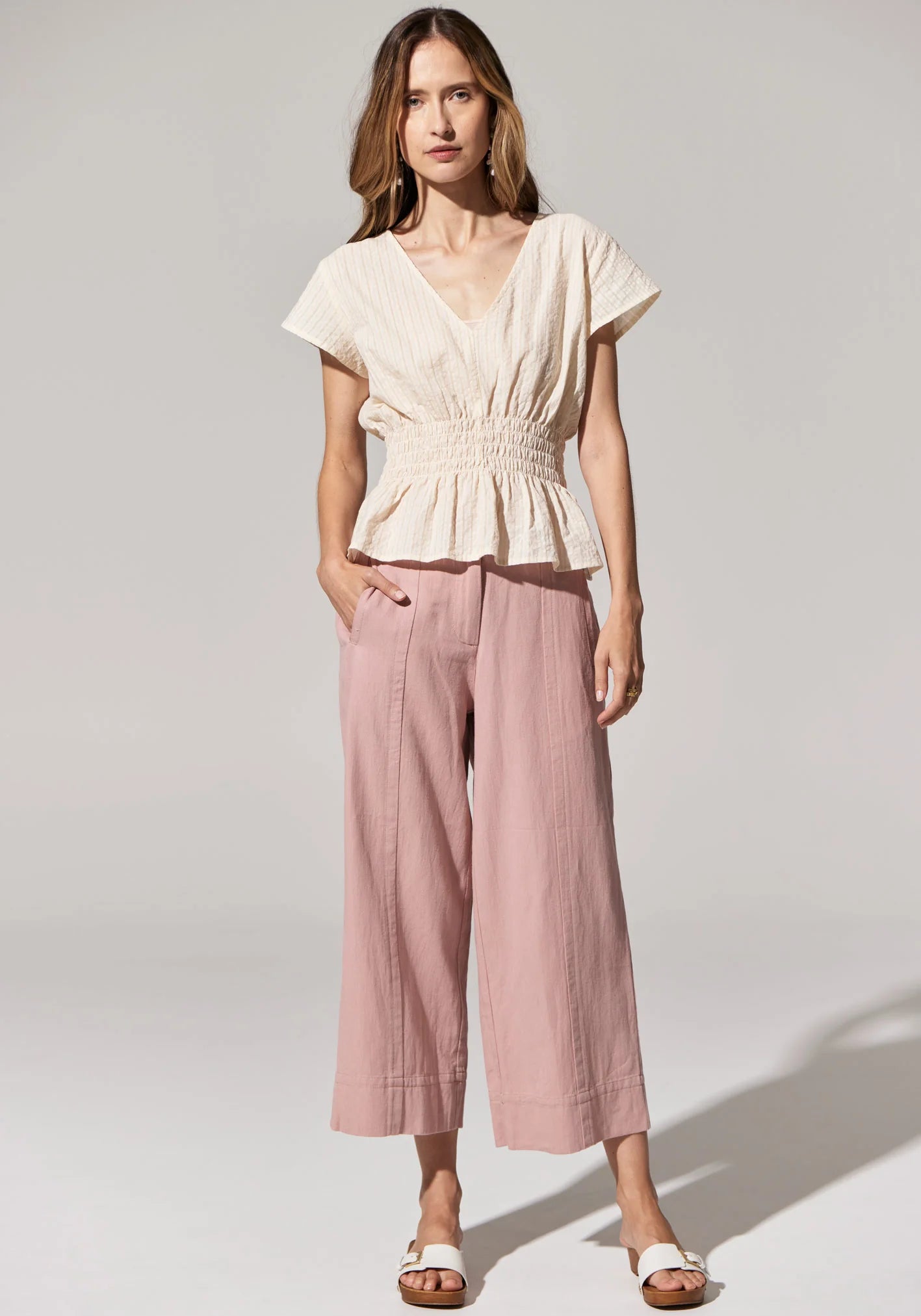 POL Miley Crop Pant in Rose Stretch Fit Pants