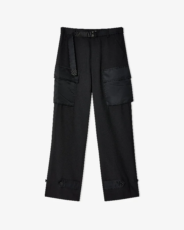 Sacai - Women's Suiting X Nylon Twill Pants - (Black) Cozy Lounge Pants