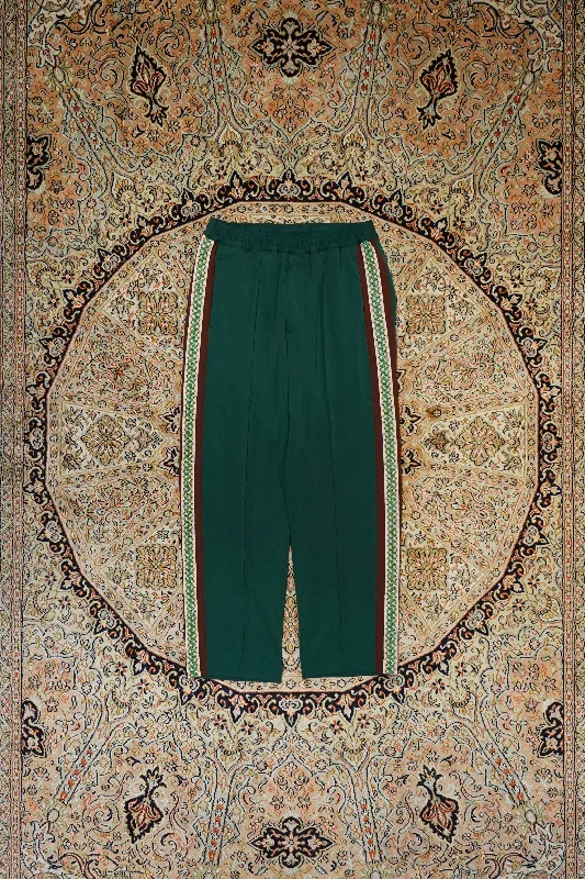 Sasquatchfabrix. LACE TAPE TRACK PANTS(DARK GREEN) Lightweight Linen Pants