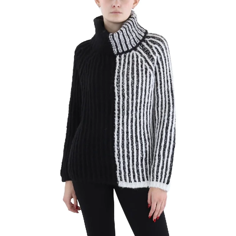 Womens Wool Blend Long Sleeve Turtleneck Sweater Collared Crew Neck Turtle Neck