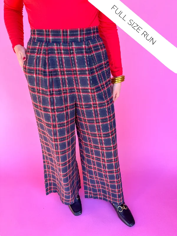 Tartan Holiday Pants - Navy Soft Cotton Pants