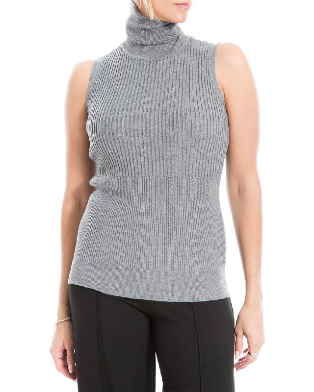 Max Studio Sleeveless Ribbed Sweater Elasticated Padded Insulated