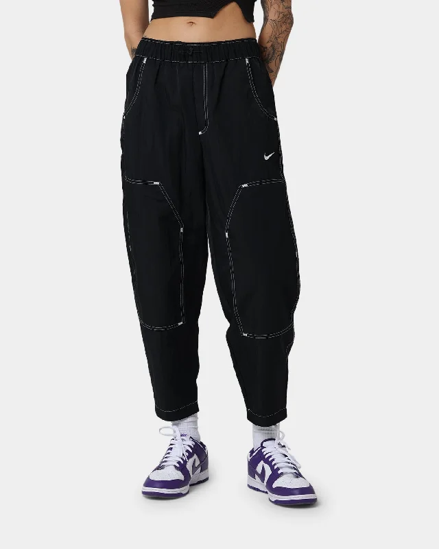 Nike Women's Sportswear Woven High-Rise Pants Black/Black/White Cozy Knit Pants