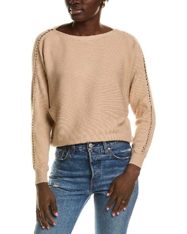 T Tahari Dolman Sweater Notch Collar Peter Pan Collar Cowl Neck