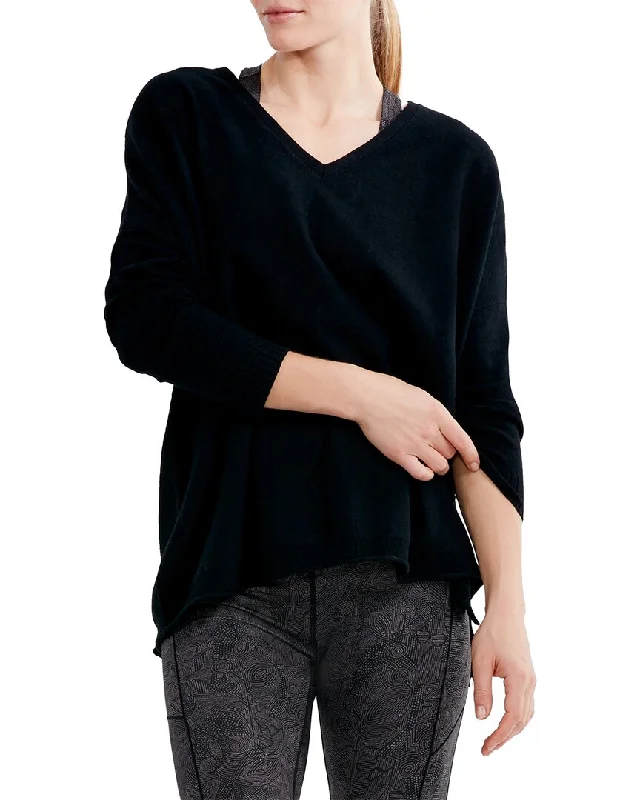 Nic+Zoe Cool Down Side Slit Sweater Solid Print Embellished
