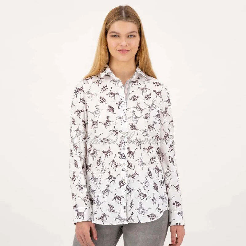 Just White Printed Blouse - Style C2331 Soft Modal Blouse