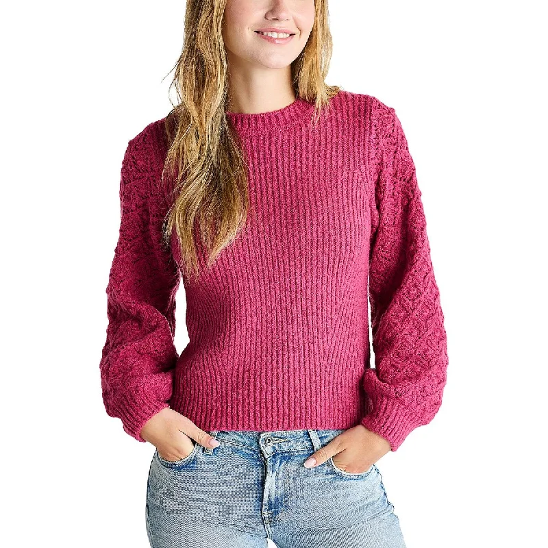 Connie Womens Open Stitch Long Sleeve Crewneck Sweater Notch Collar Peter Pan Collar Cowl Neck Connie Womens Open Stitch Long Sleeve Crewneck Sweater Notch Collar Peter Pan Collar Cowl Neck