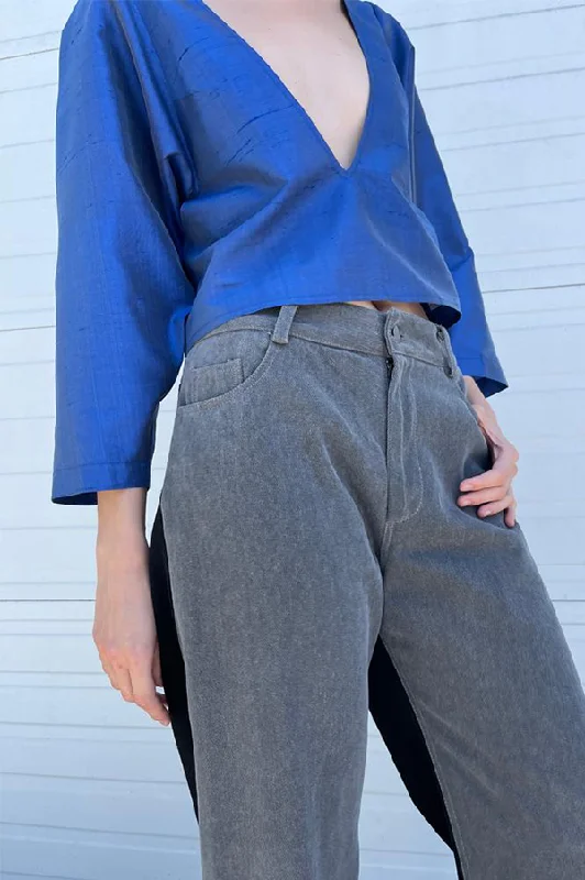 Teresa Blouse in Blue (Sold Out) Elegant Semi-Sheer Blouse
