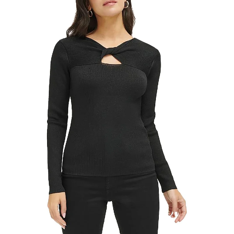 Womens Knit Metallic Pullover Sweater Slim Fit Regular Fit Oversized