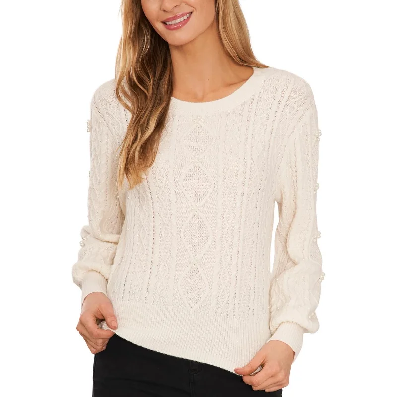 Womens Pears Crochet Pullover Sweater Sequined Glittery Shiny