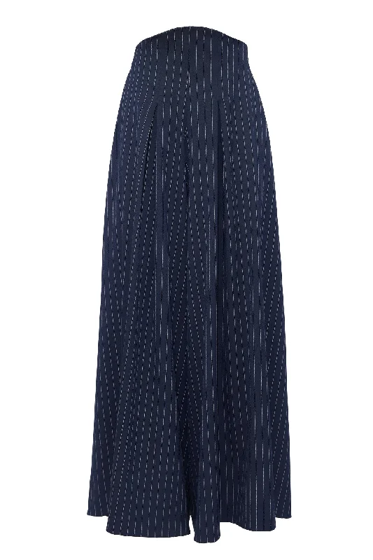 Kiera Navy Pinstripe Pants Elegant Silk Pants