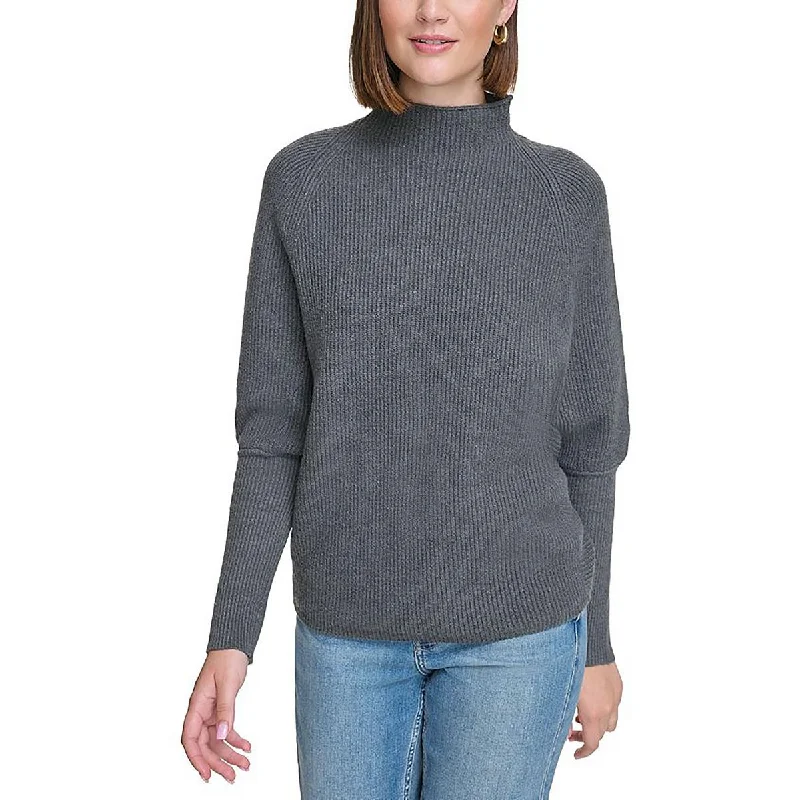 Petites Womens Lounge Wear Comfy Funnel-Neck Sweater Collared Crew Neck Turtle Neck