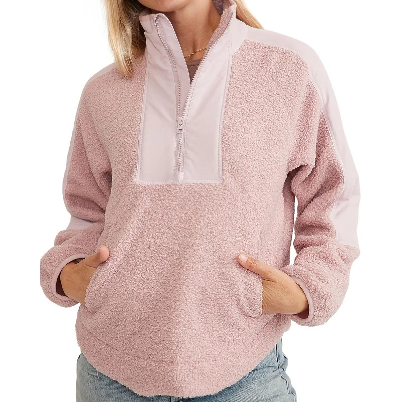 Womens Sherpa 1/2 Zip Pullover Sweater Elegant Classic Vintage