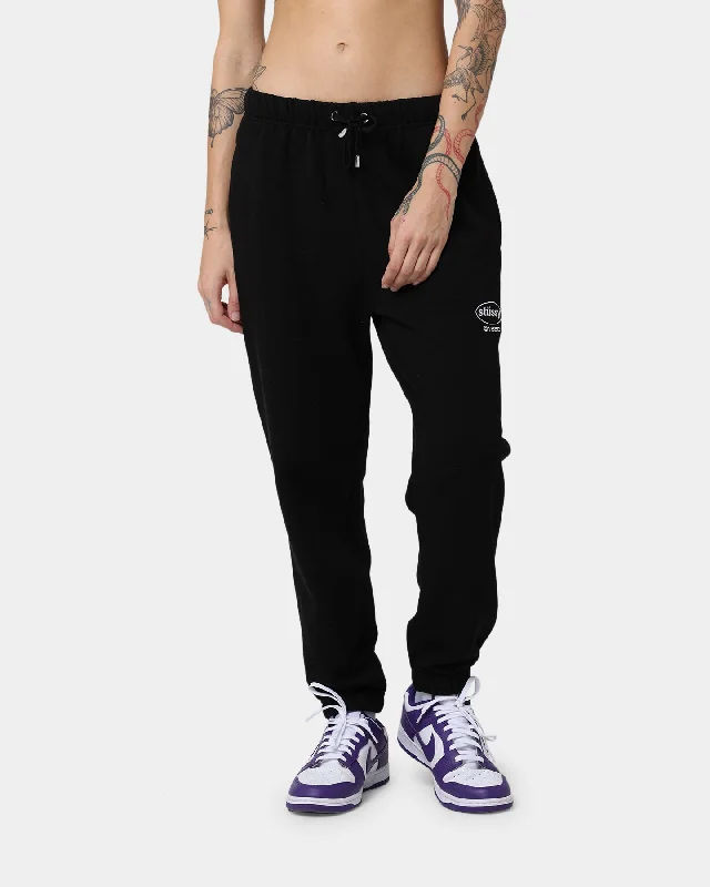 Stussy Women's Soul Fleece Track Pants Black Comfortable Wide-Leg Pants