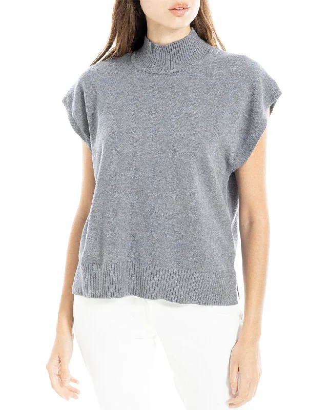 Max Studio Mock Neck Sweater Denim Fabric Leather Fabric Suede Fabric